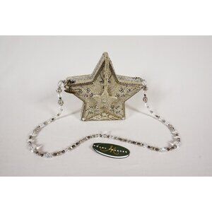 RARE Mary Frances Super Star Silver Gold Beaded Holiday Purse Handbag NEW!!